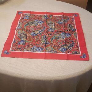 Beautiful Vintage Wamcraft Red Blue Paisley and Floral Scarf Bandana